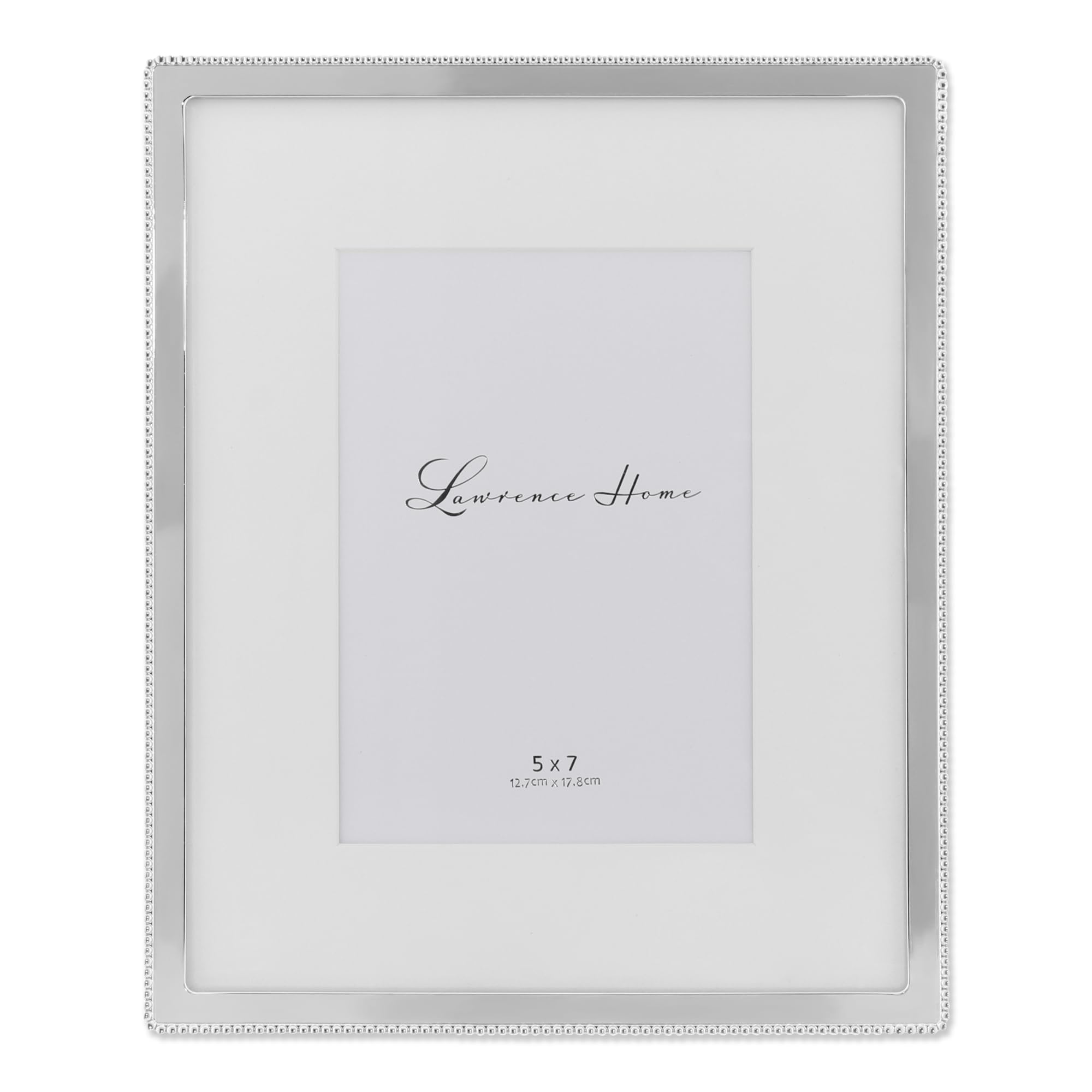 Lawrence Frames Metal Picture Frame with Delicate Outer Border of Beads, Silver, 8x10