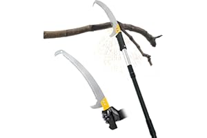 BlumeTrec 14.5FT Pole Saw with Adjustable Length for Tree Trimming, Lightweight Manual Pruning Saw with Mn Steel Blade, Long Extension Branch Cutter Pole Pruner for Yard, Garden, Patio & Forestry Use