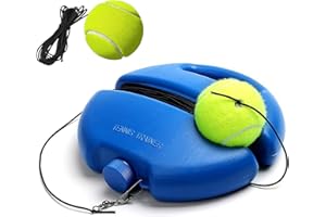Q&F Tech Tennis Trainer Rebound Ball Set/Kit Solo Practice Reaction Tennis-Ball, Portable Rebound Kit for Self-Practice 1 Training Base and 2 String Balls for Beginners/Adults - 1base+2balls