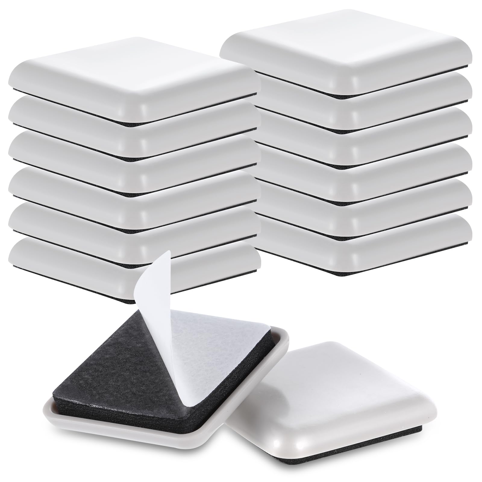 Photo 1 of AOZUO 12Pcs Furniture Sliders,1.5 Inches Square Self-Adhesive Furniture Sliders Pads, Reusable Furniture Chair Leg Sliders Carpet Sliders for Hardwood Floors Moving Table Desk Bed Sofa Couch Cabinet