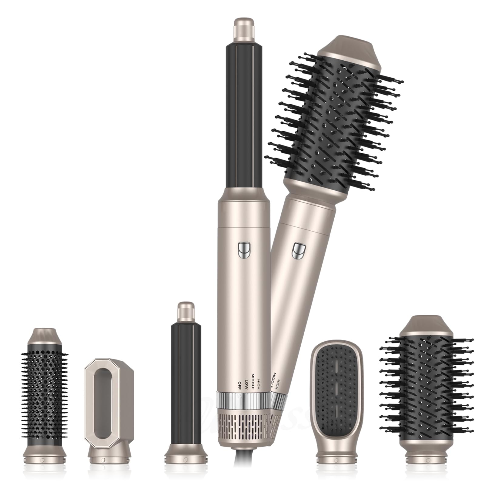 Photo 1 of TANSHINE 6-in-1 Auto Hair Styler: Blow Dryer Brush, Hair Wrap Hairstyler, Hot Air Brush with Left & Right Curling Wand and Detachable Heads