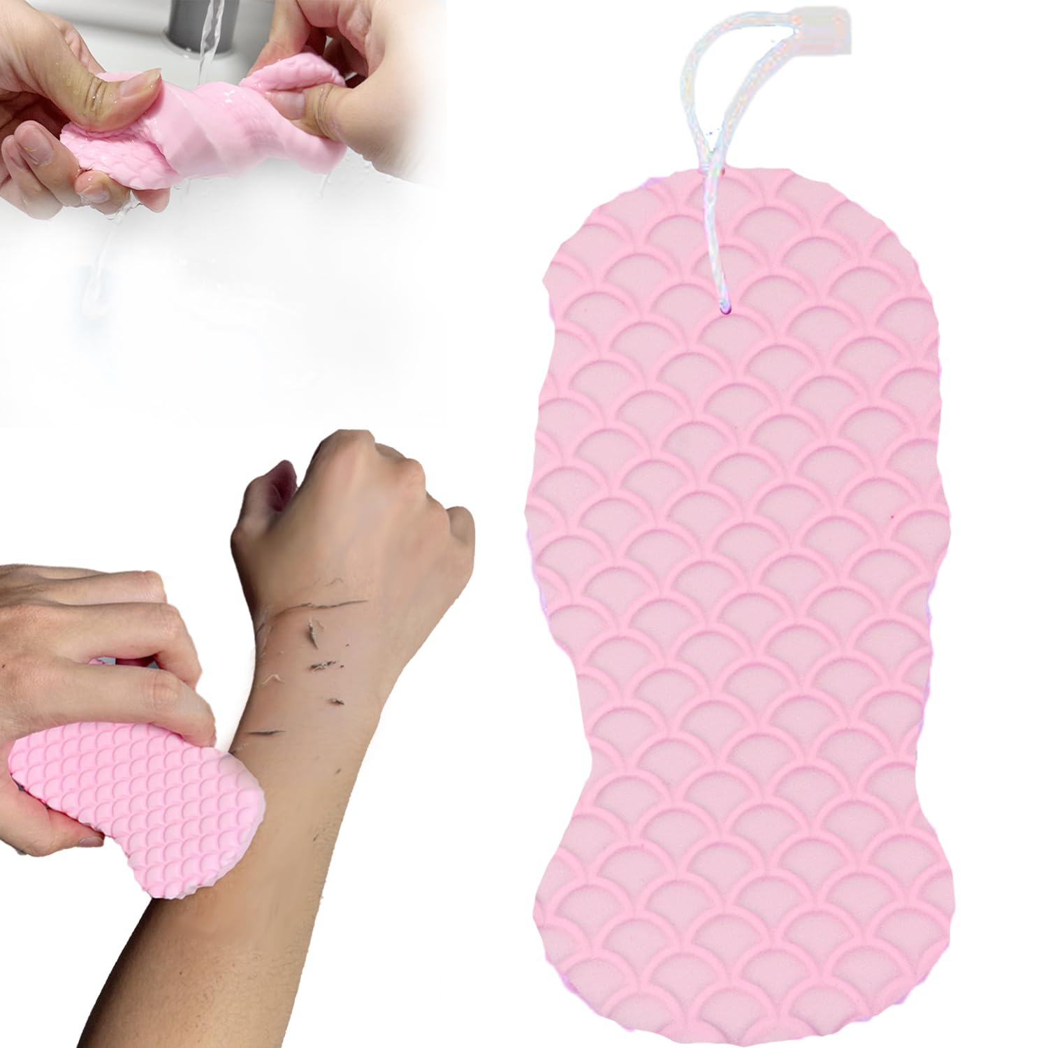 Photo 1 of Magic Exfoliating Body Scrubber,3D Super Soft Exfoliating Bath Sponge,Removes Dead Skin from Body-Skin Friendly and Reusable for Adults Children and Pregnant Women(1PCS Pink