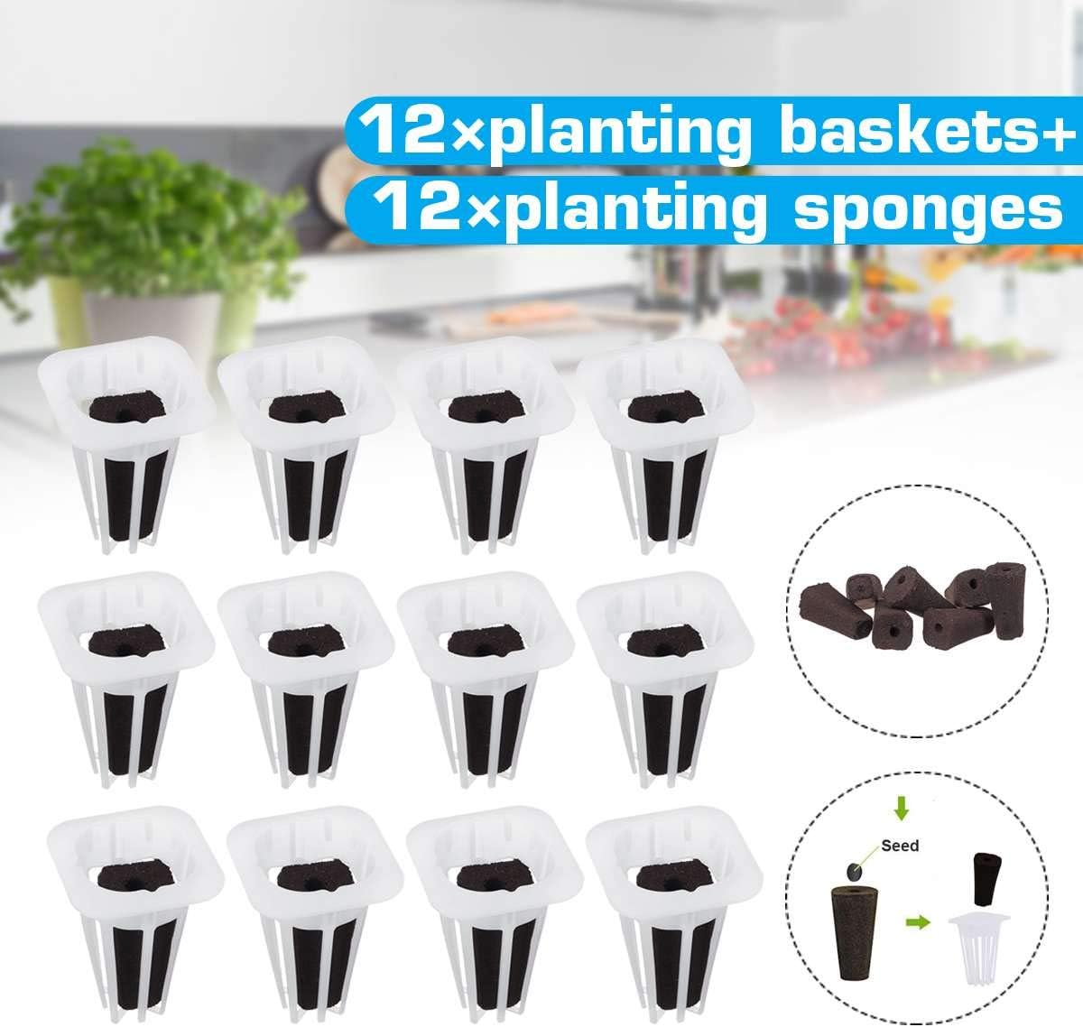 ROSAORA - 24Pcs Planting Baskets Sponges Nursery Germination Pots Bubble Seedling Sponge Soilless Plant Site Hydroponic System Grow Kit