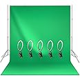 LimoStudio 6 x 9 ft. Green Chromakey Screen Backdrop Muslin, Extra Soft Silk Non-Glossy Texture with 5 Ring Clip Backdrop Hol
