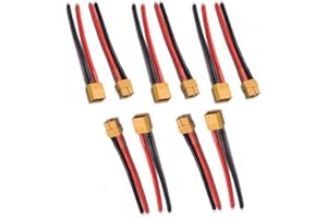 SINOEEM JFtech XT60 Connectors Male & Female Plug with 10cm 100mm 14 AWG Soft Silicone Wire for RC Airplane Quadcopter Lipo Battery ESC DIY (Pack of 5 Pairs)