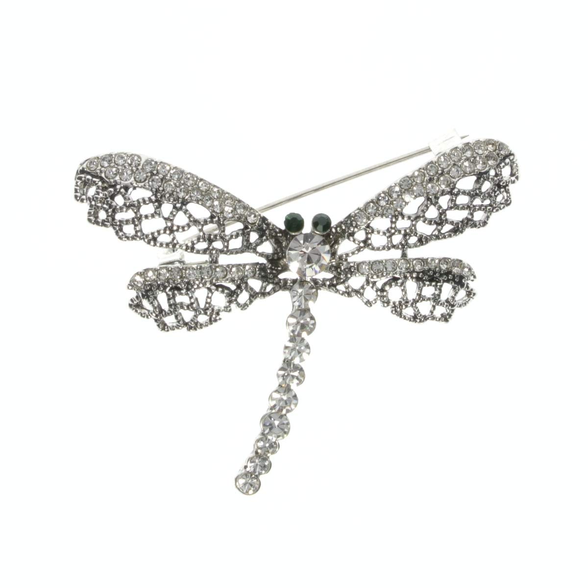 Dragonfly Brooch for Women Large Antique Silver Pin Fashion Jewellery Love Bridal Wedding Pin Diamante Jewellery