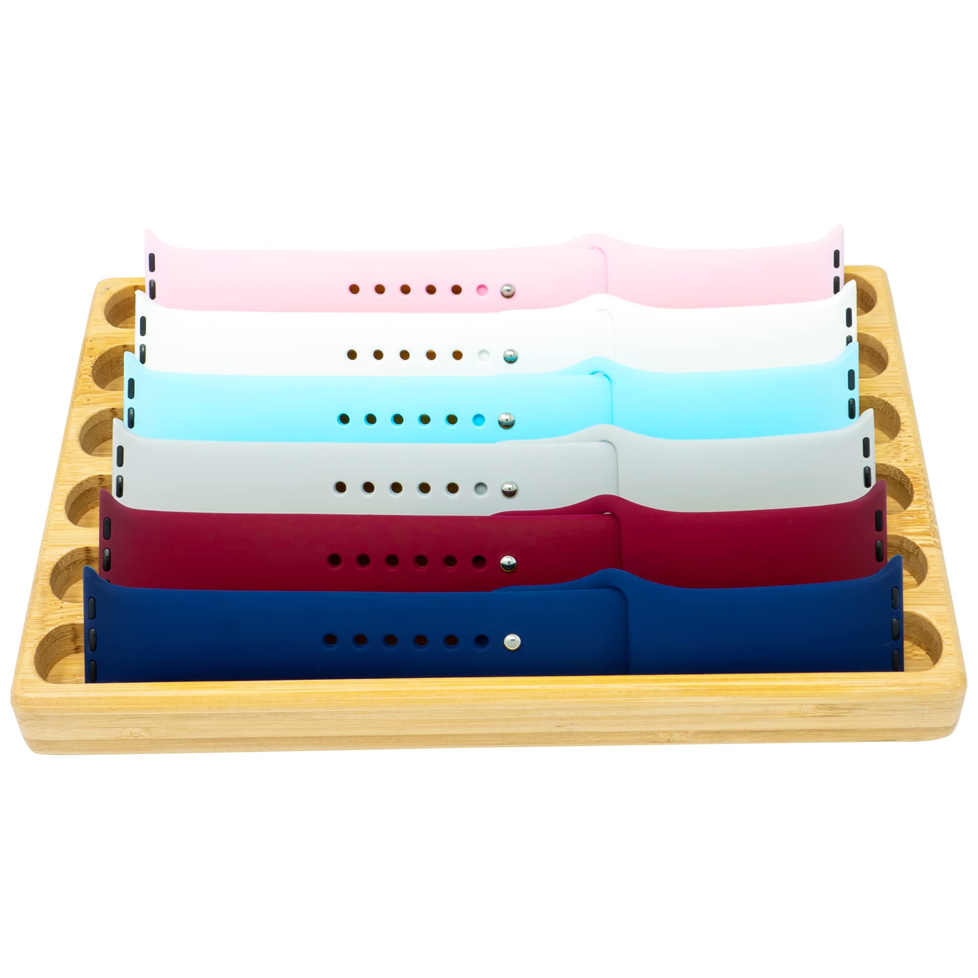 ATP MODERN Wooden Watch Band Organizer - Works with All Apple Watch Bands - Watch Band Holder - Wooden Watch Stand Display - Birthday Gift for Her (6, Bamboo)