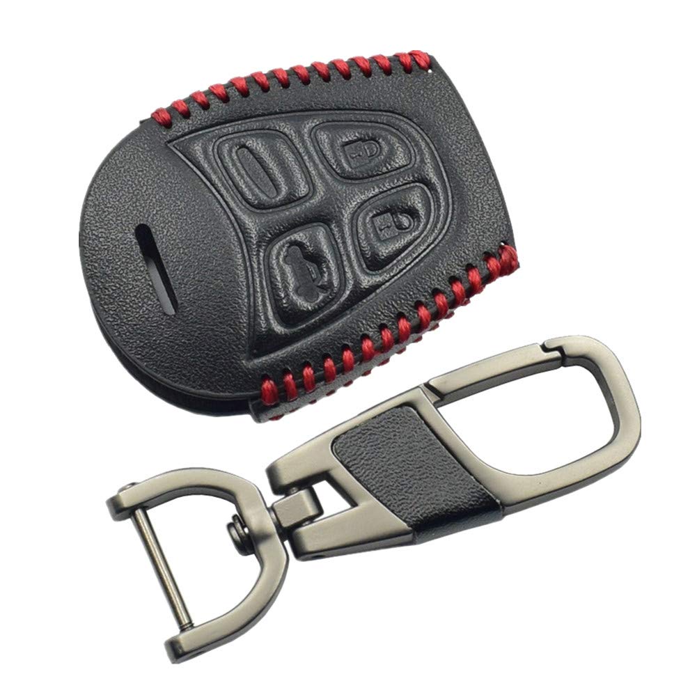 Happyit Leather Car Key Cover Cases Keychain for SAAB 9-3 9-5 93 95 4 Buttons Car Remote Accessories