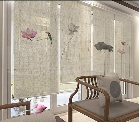 Amazon Yngjuen ナチュラルローマンブラインド ホームレストランオフィスでのウッドブラインドのための手作り布フィルターカーテン Size 110x2cm カフェカーテン オンライン通販