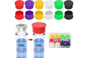 WJCJTJL 12 Pack 3ml Glass Vials Protective Vial Caps – 6 Assorted Colors, Leak-Proof Dust-Resistant Lids Cover for Flip Off Caps 3ml Vials for Injection, Easy to Clean and Reusable