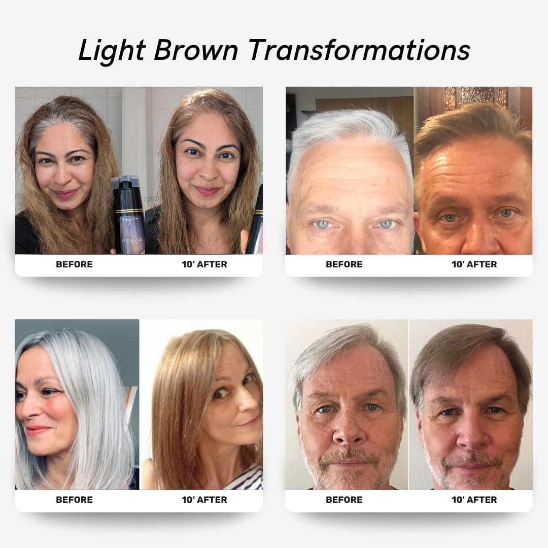Polar Haircare - Hair Dye Shampoo Light Brown for Gray Hair for Women & Men Light Brown Natural Hair Dye Kit - Semi Permanent Hair Dye - Vegan Hair Color 6.76 Fl Oz Hair Shampoo Dye for Women Easy Use