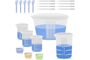 SWIGRANCE Silicone Resin Mixing Measuring Cups for Resin Supplies, 600ml/20oz Bowl, 250 & 100ml Thickened Reusable Silicone C