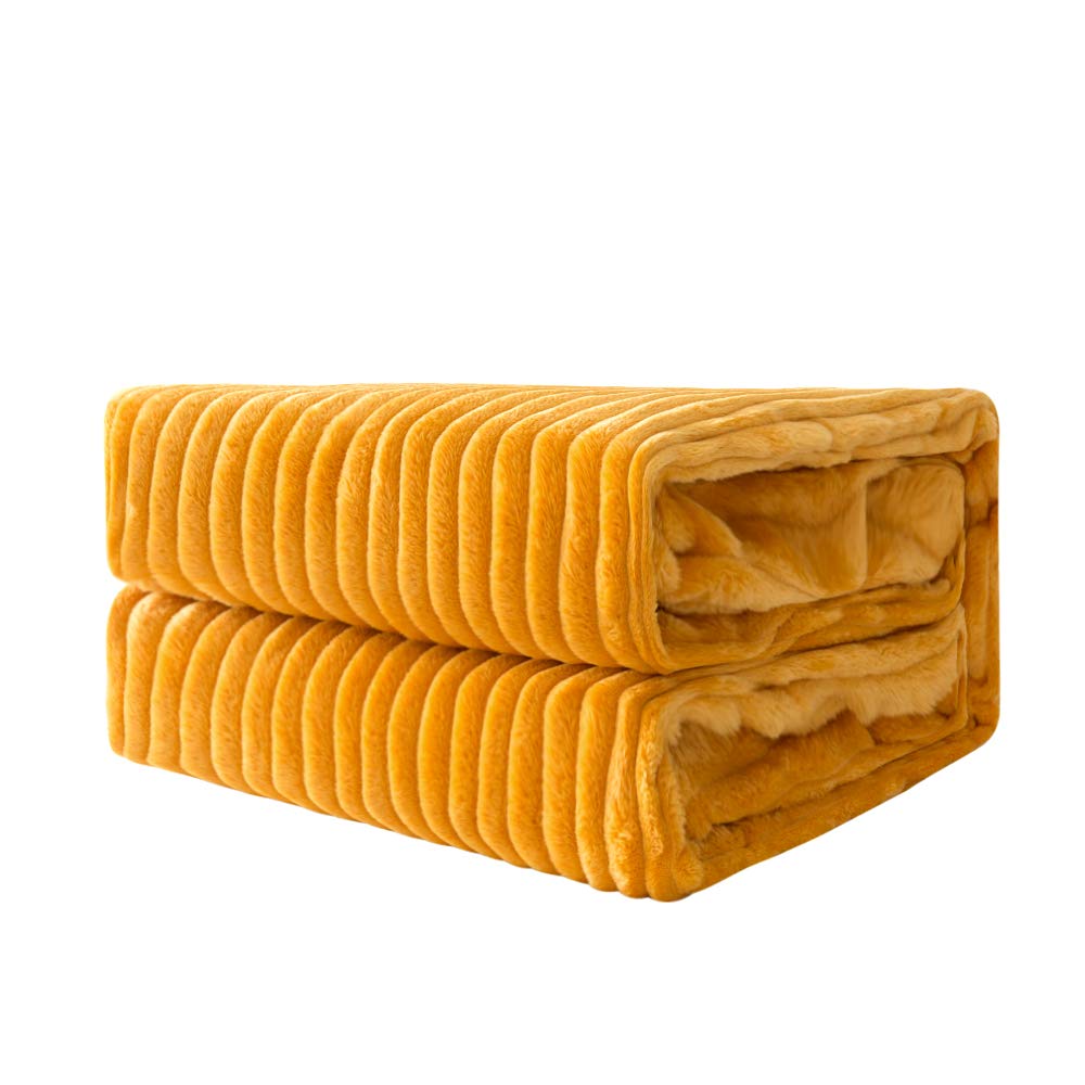 MIULEE Flannel Fleece Throw Blankets Soft Warm Comfortable Throws for Sofa Corduroy Fluffy Blanket Bed Throw for Bedroom Couch Travel Kids Bedroom Accessories 50x60Inch Orange