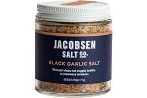 Jacobsen Salt Co. Black Garlic Salt - Kosher Sea Salt, Non-Iodized, Made in USA, Non-GMO, Steak Seasoning, Umami Flavored, Real Salt - 2.5oz