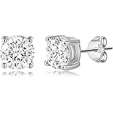 Reffeer Solid 925 Sterling Silver Cubic Zirconia Earrings Stud for Women Teens CZ Post Stud Earrings Hypoallergenic