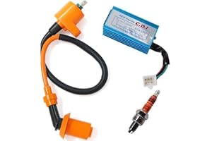 POWEKA Racing Ignition Coil 5 Pins AC CDI Box for GY6 4-Stroke 50cc 70cc 90cc 110cc 125cc 150cc Scooter ATV Go Kart Moped Quad Pit Dirt Bike With 3 Electrode Spark Plug