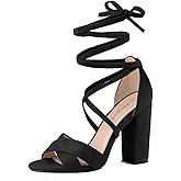 Allegra K Women's Heeled Lace up Black Sandals - 7.5 M US