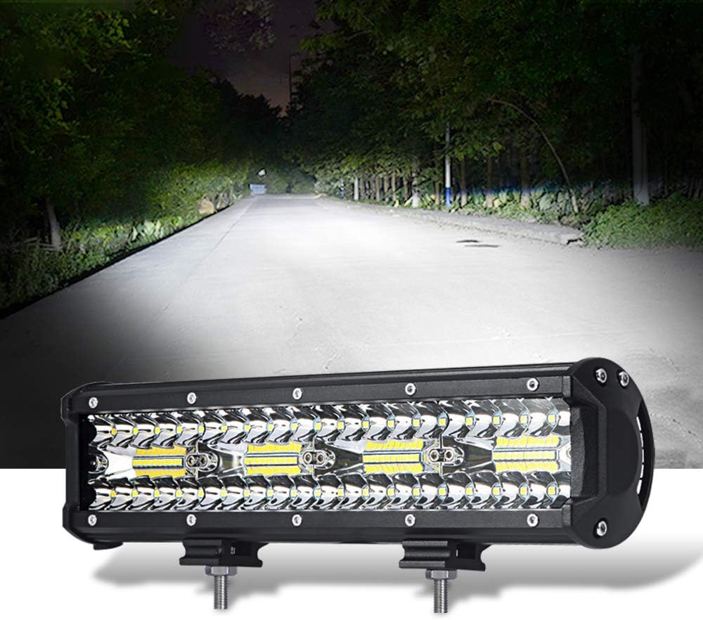 Samman 12 Inch Led Light Bar Spot Flood Combo Beam 240W Triple Rows LED Light Pods 6000K White Off Road Driving Led Work Lights for UTV ATV Truck Boat 1PC