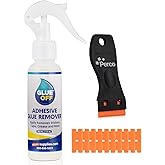 Perco Glue Off Adhesive Sticker Remover - 3.3 fl. oz and Plastic Scraper