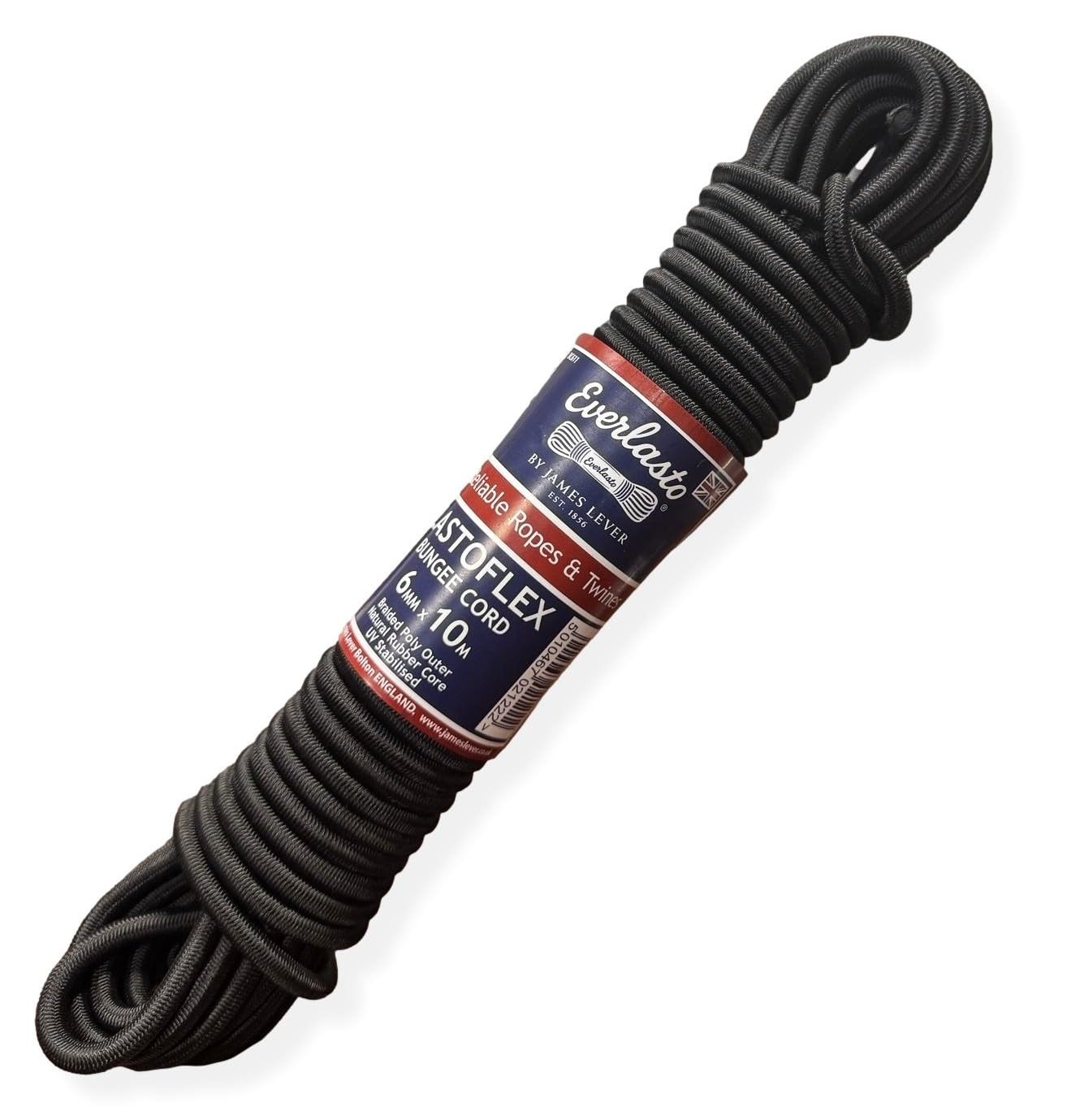 Everlasto 'Lastoflex' Bungee Cord Black 6mm x 10M
