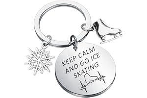 MYOSPARK Ice Skating Gifts Figure Skating Keychain Skate Lover Gifts Skating Team Gifts Keep Calm And Go Ice Skating