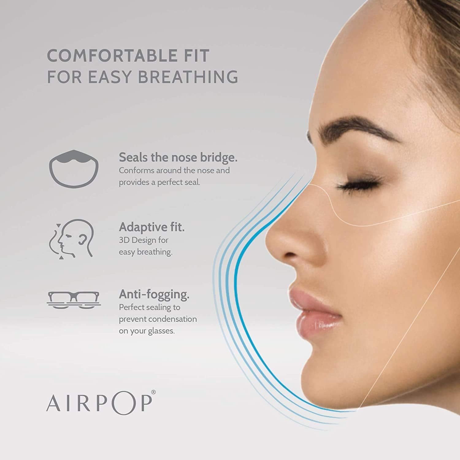 AIRPOP Light SE Reusable Washable Face Mask 1 Pack, 4-Layer Face Coverings, Contoured Fit, Lightweight Design - Image 4