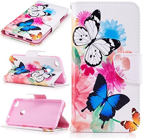 Huawei P8 Lite 2017/ Huawei Honor 8 Lite Case - Ticase Premium PU Leather Wallet Case [Stand Function] [Card Slots] Shockproof Case Flip Cover for Huawei P8 Lite 2017 - Beautiful Butterfly