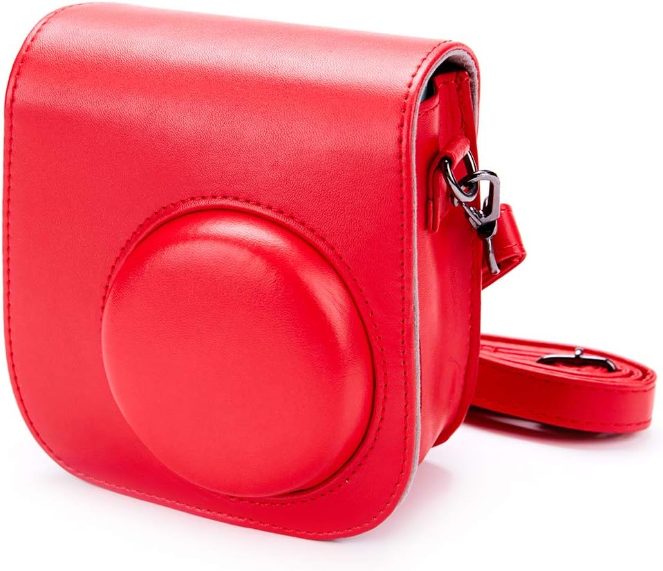Alohallo Camera Case PU Leather Carring Bag for Fujifilm Instax Mini 9 Instant Camera, and for Fujifilm Instax Mini 8 Instant Film Camera with Shoulder Strap - Red