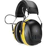 Kalence Bluetooth 5.4 Hearing Protection with 120H Working Time, Rechargeable Bluetooth Ear Protection Headphones, 30dB Safety Earmuffs for Lawn Mowing, Workshops, Construction, Snowblowing, Yellow