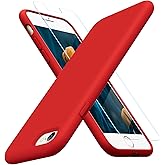 Miracase Ultra Slim Designed for iPhone SE Case 2022(3rd Gen)/iPhone SE 2020 Case(2nd Gen)/iPhone 7 Case/iPhone 8 Case with Screen Protector, Multi-Color Silicone Shockproof Phone Case(Glossy Red)