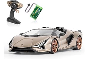 MIEBELY Lamborghini Remote Control Car, 1:16 Scale Lambo Toy Car 7.4V 500mAh Officially Licensed 12Km/h Rc Cars with Led Light 2.4Ghz Model Car for Adults Boys Girls Birthday Ideas Gift (Champagne)