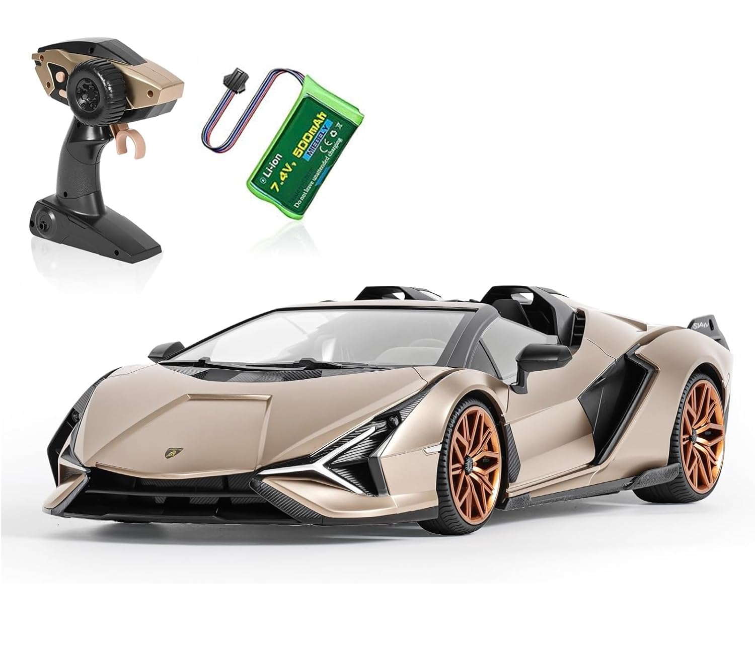 Photo 1 of ***PARTS ONLY*** ***NONFUNCTIONAL*** MIEBELY Lamborghini Remote Control Car, 1:16 Scale Lambo Toy Car 7.4V 500mAh Officially Licensed 12Km/h Rc Cars with Led Light 2.4Ghz Model Car for Adults Boys Girls Birthday Ideas Gift (Champagne)