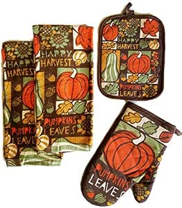 Amazon.com: Thanksgiving Fall Harvest Pumpkin Kitchen Dish ...