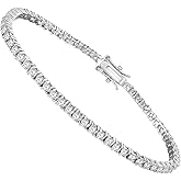 LGYIC Tennis Bracelet for Women|2MM Simulate Diamond Bracelets|4-Prong-Setting CZ|18k White/Yellow Gold Plated