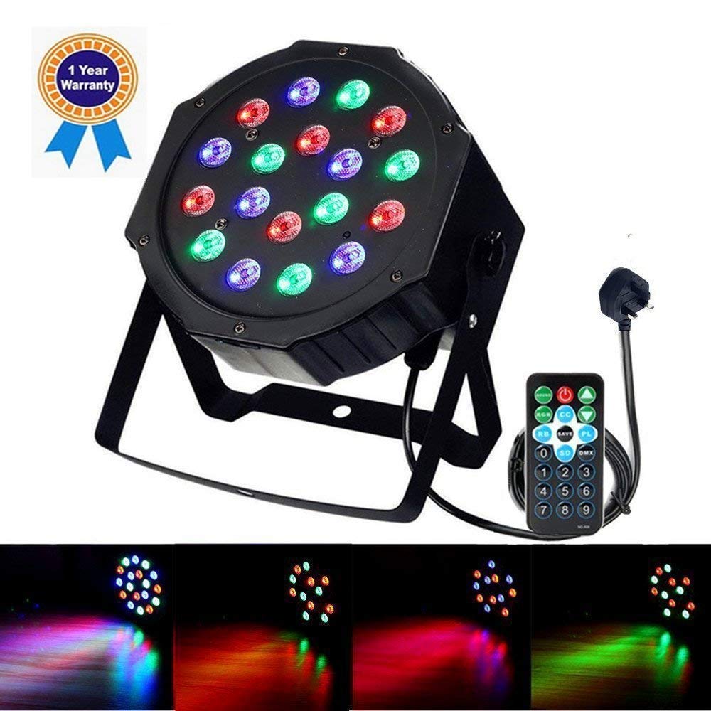 Disco Lights GLIME Stage Lights LED Par Lights 18W DMX512 RGB 18LEDs