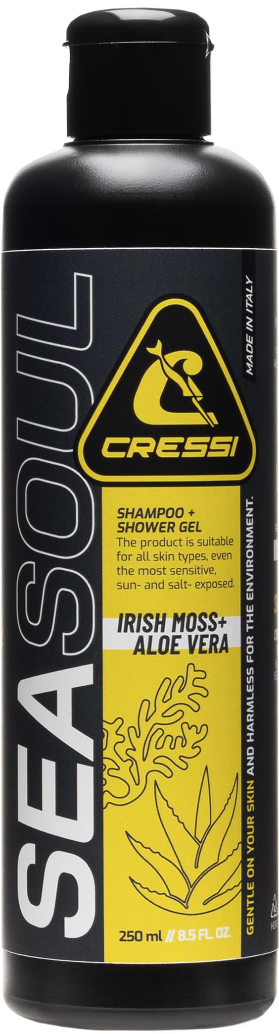 CRESSI Seal Soul Shampoo + Shower Gel 250ml – Specific Product for Sea Water, Lakes and Rivers, Highly Biodegradable and Eco-friendly, Does not Harm the Enviroment or Skin, 250ml