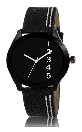 Shocknshop New Casual Analog Black Leather Strap Stylish Watch for Men & Boys - W132