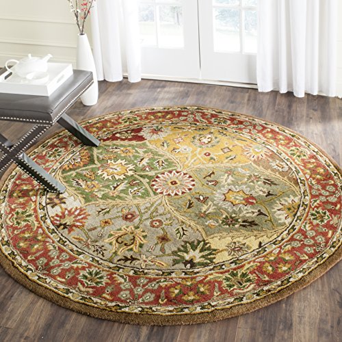 SAFAVIEH Heritage Collection Area Rug - 8' Round, Multi, Handmade Traditional O…