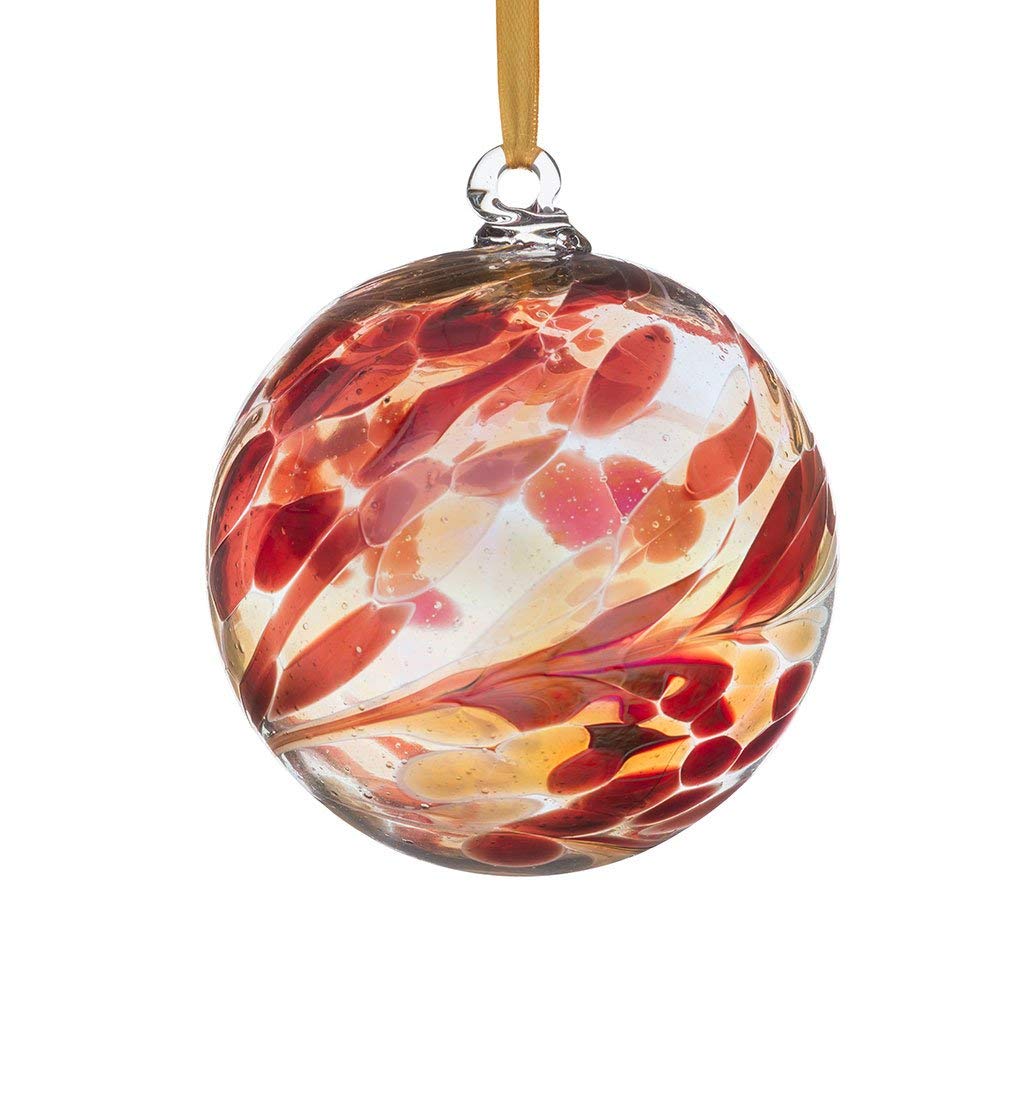 Sienna Glass 10cm Birthstone Friendship Ball – January Garnet – Handcrafted Mouth-Blown Glass Ornament – Gift Boxed Decoration for Birthdays, Windows, Gardens, Memorials, Anniversaries, Home Decor