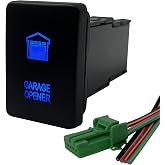 Blue Led Garage Opener Momentary Push Button Switch for Toyota Sequoia Highlander Landcruiser Tacoma 4Runner Highlander 3A 12V (ON)-Off Retractive Button Switch