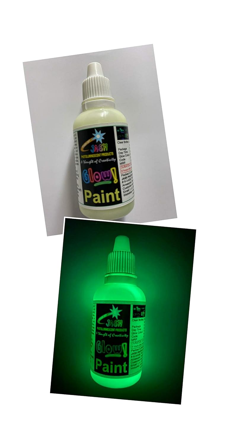 Night Glow Paint 30gm(50ml) Yellow Green. Our WaterBased Acrylic Glow