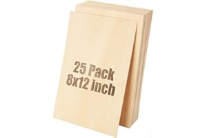 DIRBUY 25 Pack Basswood Sheets 1/16 - Plywood Sheets 8x12 Inch - 2mm Thin for Cricut Laser Cutting