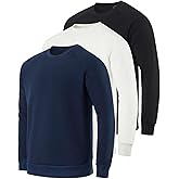 Real Essentials 3 Pack: Men's Soft Plush Fleece Crewneck Sweatshirt - Athletic Pullover Sweater (Available In Big & Tall)