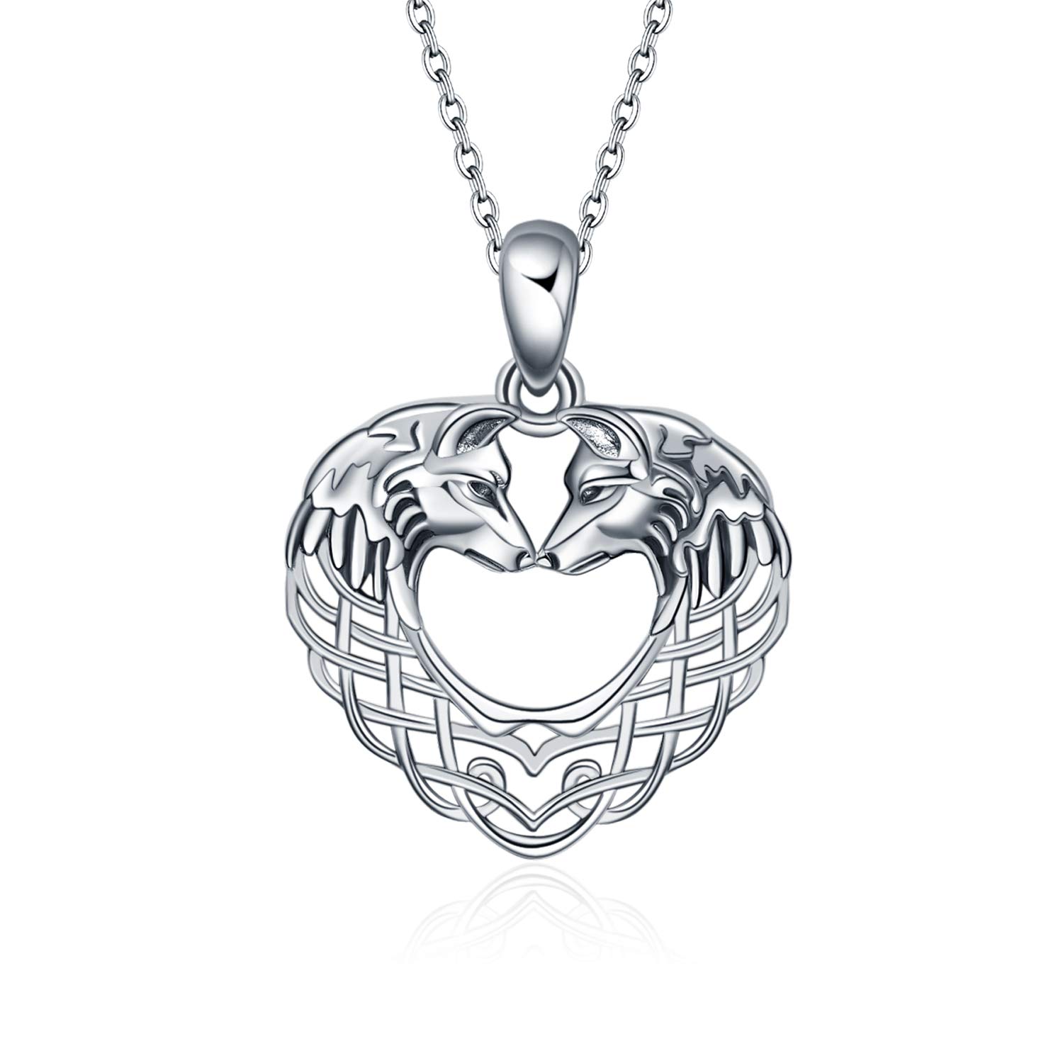 VENACOLY Wolf Necklace Sterling Silver Celtic Wolf Head Pendant Viking Gothic Mother's Day Jewellery for Women