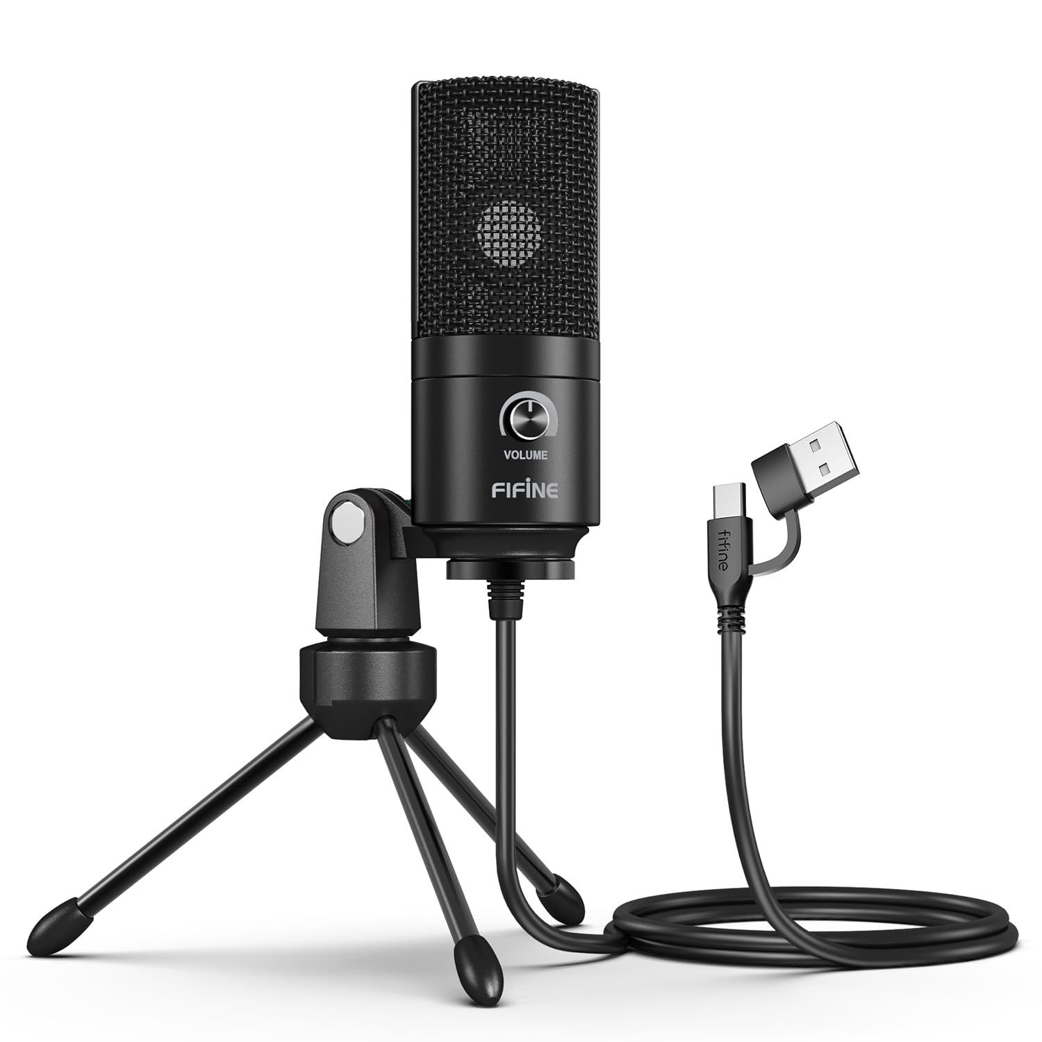 FIFINE USBマイク コンデンサーマイク PC用マイク ネット通話 ゲーム配信 在宅勤務 ボイズチャット 単一指向性 音量調節可能 三脚マイクスタンド付属 パソコンのWindows/Mac対応 ブラック K669B商品画像