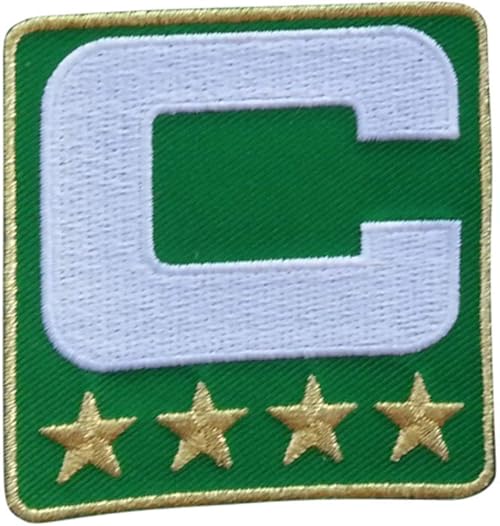 Green w/ 4 Gold Stars Captain C Patch Iron On for Football