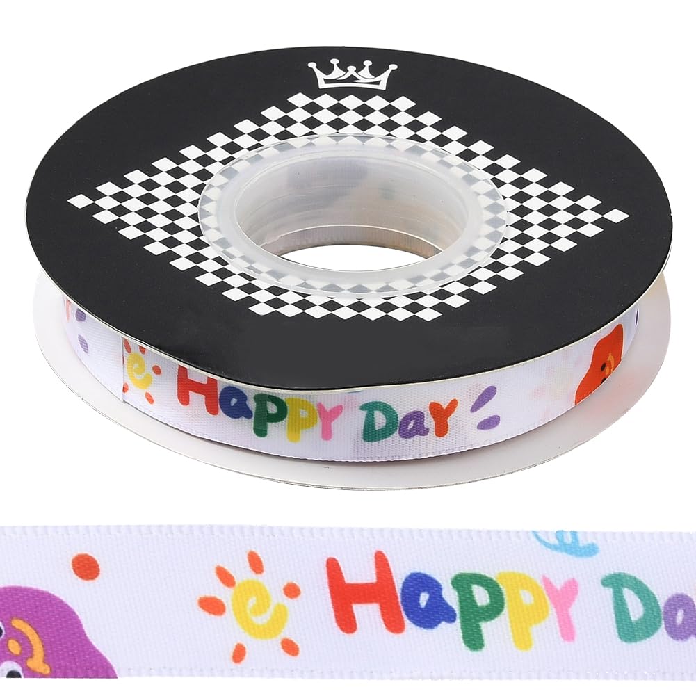 GORGECRAFT 22m Back to School Grosgrain Ribbon Happy Day Pattern School Themed Edge Fabric Decorative Wrapping Rocks Ribbons for Teacher Appreciation Gift Sewing Crafting Wreath