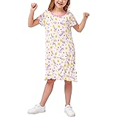 EASWEET Bamboo Viscose Girls Nightgowns Short Sleeve Soft Pajama Dress for Girls