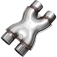 TECTRUC Exhaust X Pipe 2.25 Inch Inlet,Stainless Steel Universal Exhaust X Pipe 2.25" Inlet 2.25" Outlet 12" Long for Smoother Exhaust,Dual 2 1/4 Inch Crossover X Pipe Exhaust Tip