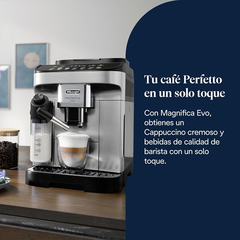 Magnifica Evo - Cafetera Superautomática 7 Bebidas Plata/Negro — foto 2 de 8